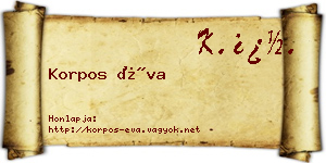 Korpos Éva névjegykártya