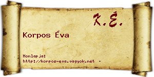 Korpos Éva névjegykártya